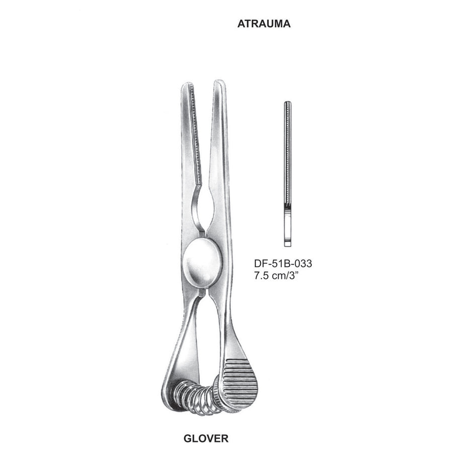 Glover Atrauma Bulldog Clamp, Straight,  7.5cm (DF-51B-033) by Dr. Frigz