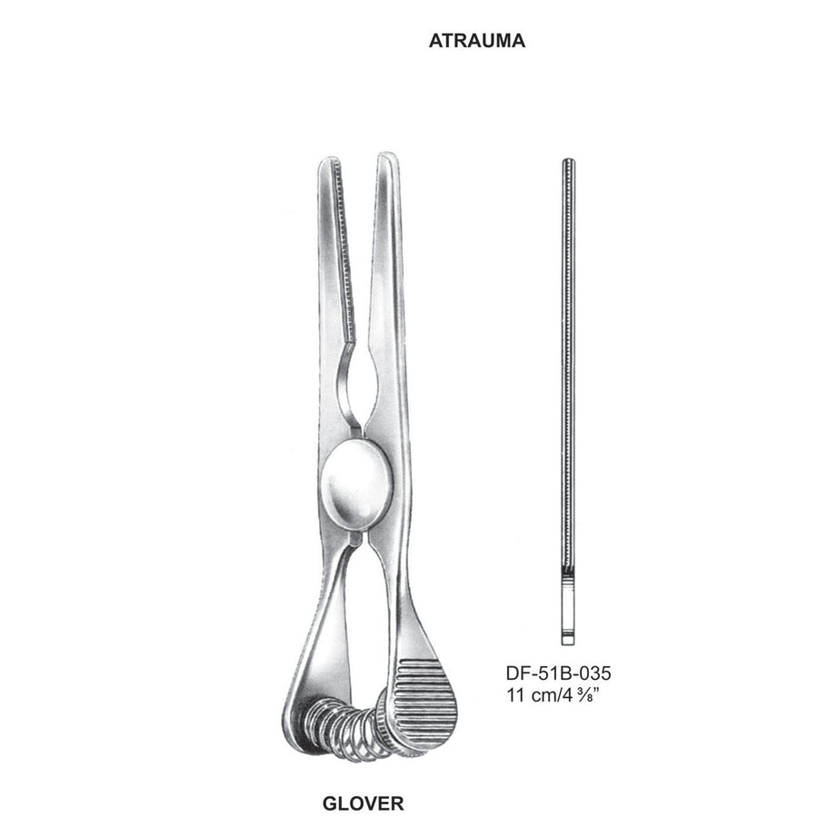 Glover Atrauma Bulldog Clamp, Straight,  11cm (DF-51B-035) by Dr. Frigz