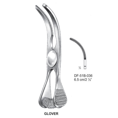 Glover Atrauma Bulldog Clamp, Curved,  6.5cm (DF-51B-036)