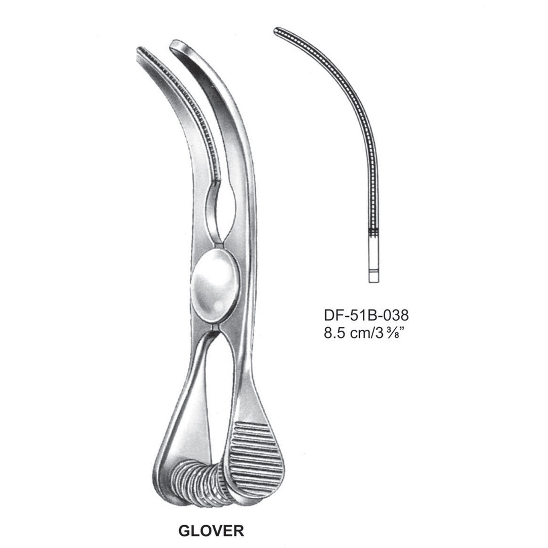 Glover Atrauma Bulldog Clamp, Curved,  8.5cm (DF-51B-038) by Dr. Frigz