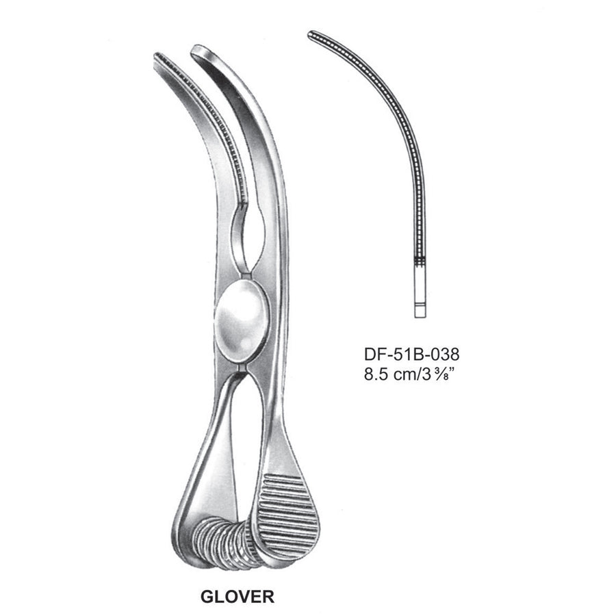Glover Atrauma Bulldog Clamp, Curved,  8.5cm (DF-51B-038) by Dr. Frigz