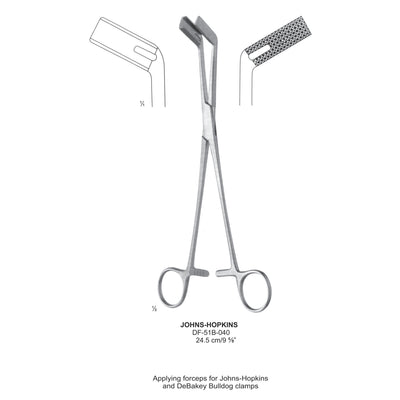 Johns-Hopkins Applying Forceps For Johns-Hopkins And Debakey Bulldog Clamps, 24.5cm (DF-51B-040) by Dr. Frigz