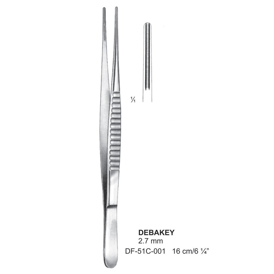 Debakey Atrauma Forceps, Straight, 16Cm, 2.7mm (DF-51C-001) by Dr. Frigz