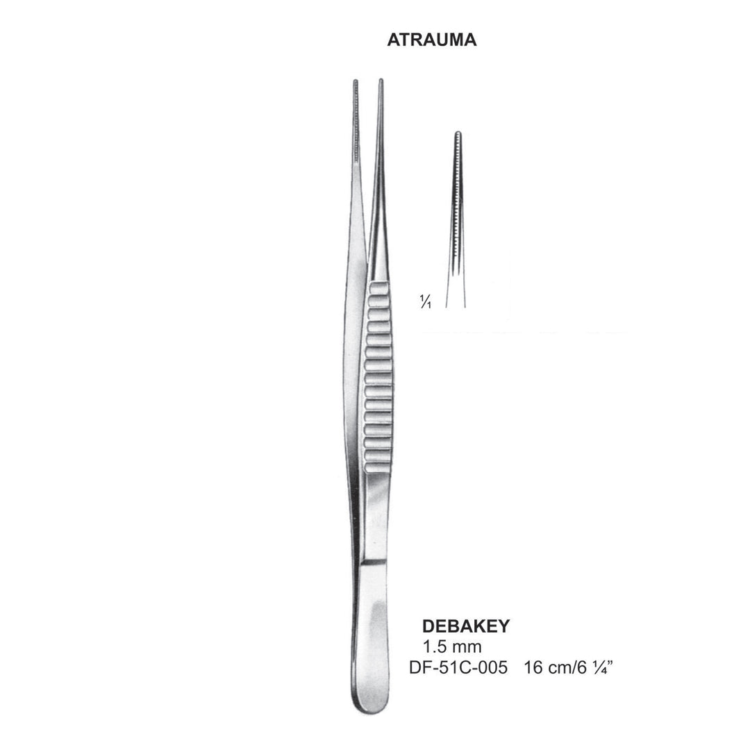 Debakey Atrauma Forceps, Straight, 16Cm, 1.5mm (DF-51C-005) by Dr. Frigz