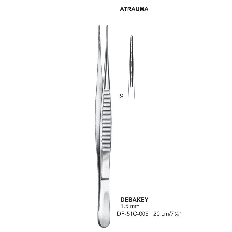 Debakey Atrauma Forceps, Straight, 20Cm, 1.5mm (DF-51C-006) by Dr. Frigz