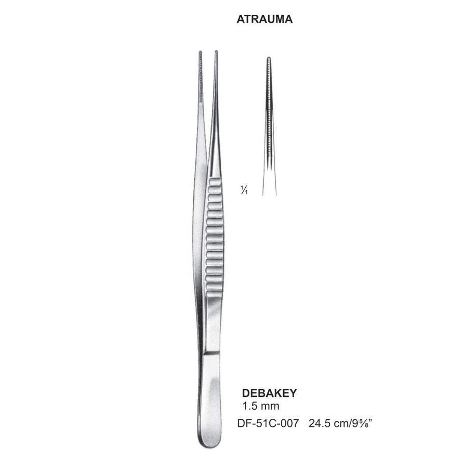 Debakey Atrauma Forceps, Straight, 24.5Cm, 1.5mm (DF-51C-007) by Dr. Frigz