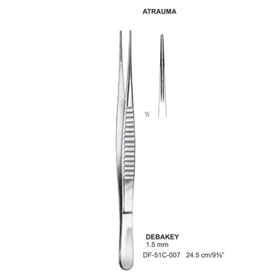 Debakey Atrauma Forceps, Straight, 24.5Cm, 1.5mm (DF-51C-007) by Dr. Frigz