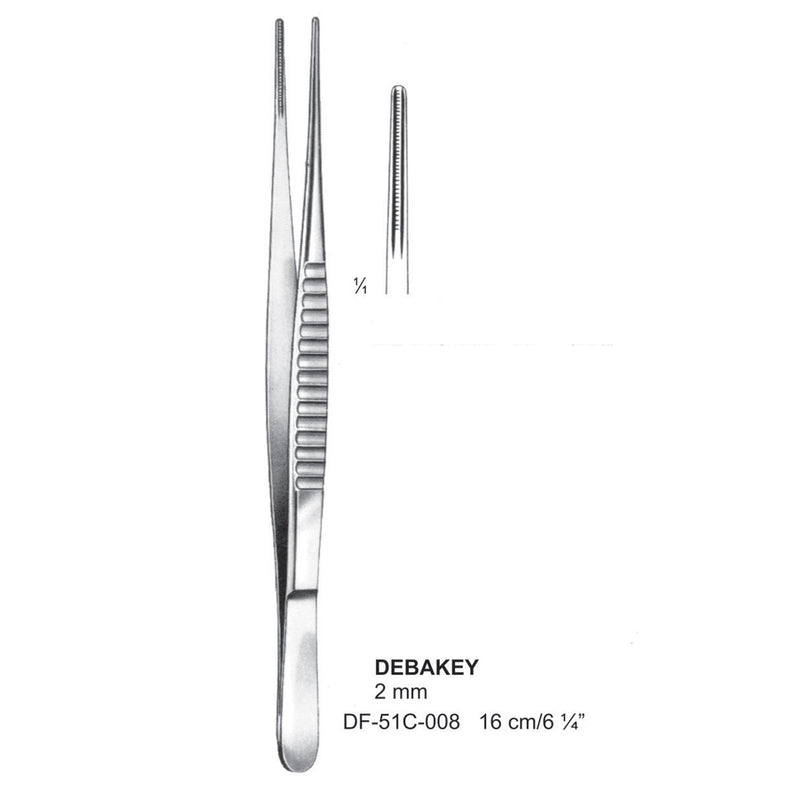Debakey Atrauma Forceps, Straight, 16Cm, 2mm (DF-51C-008) by Dr. Frigz