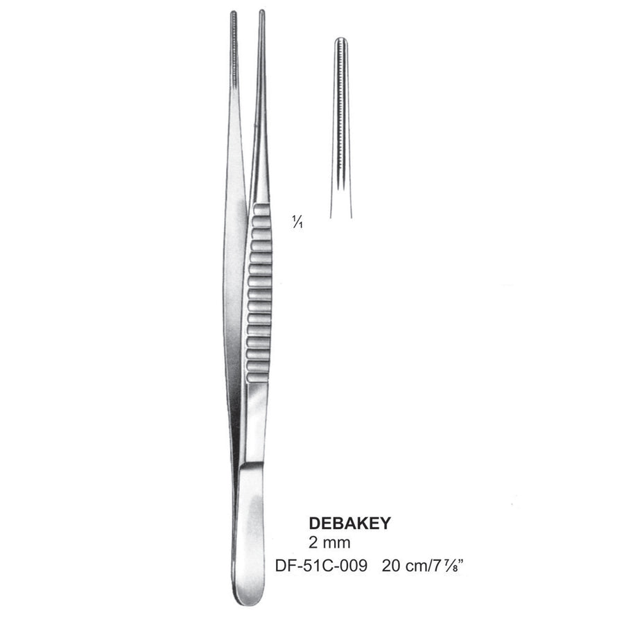 Debakey Atrauma Forceps, Straight, 20Cm, 2mm (DF-51C-009) by Dr. Frigz