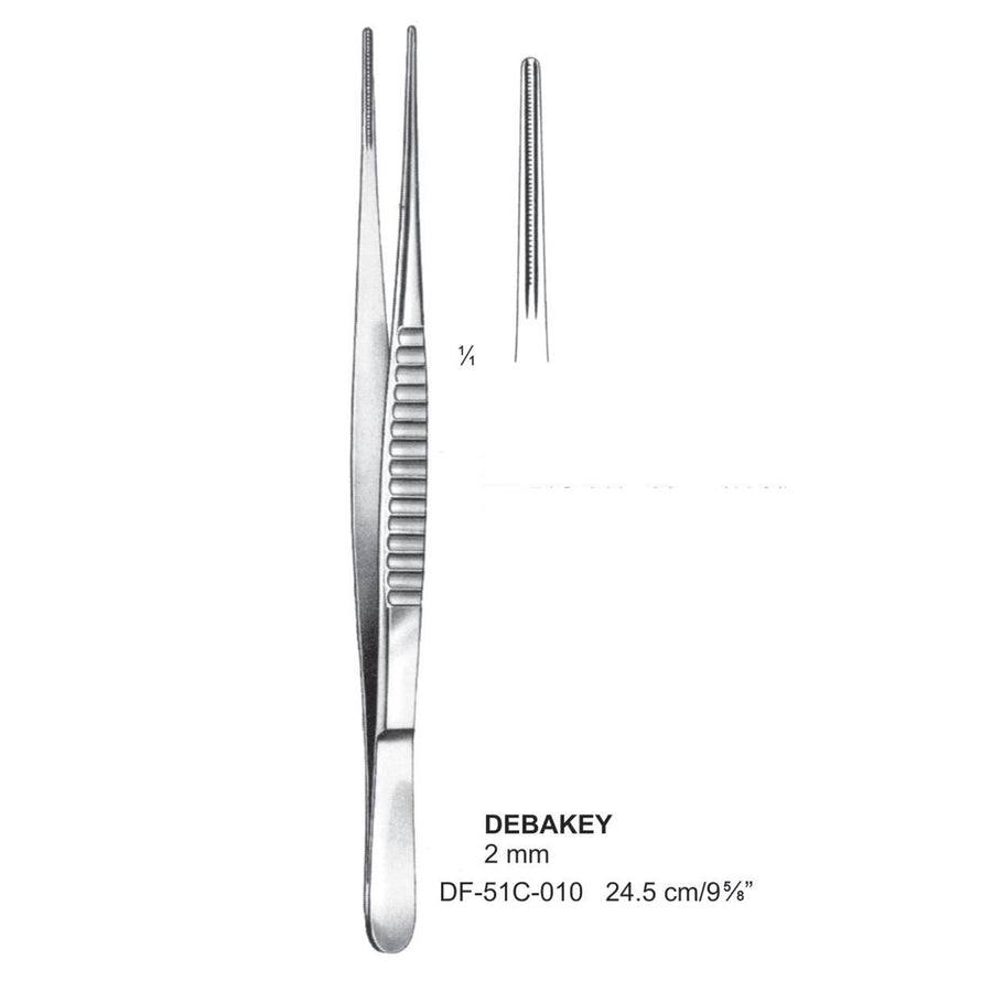 Debakey Atrauma Forceps, Straight, 24.5Cm, 2mm (DF-51C-010) by Dr. Frigz