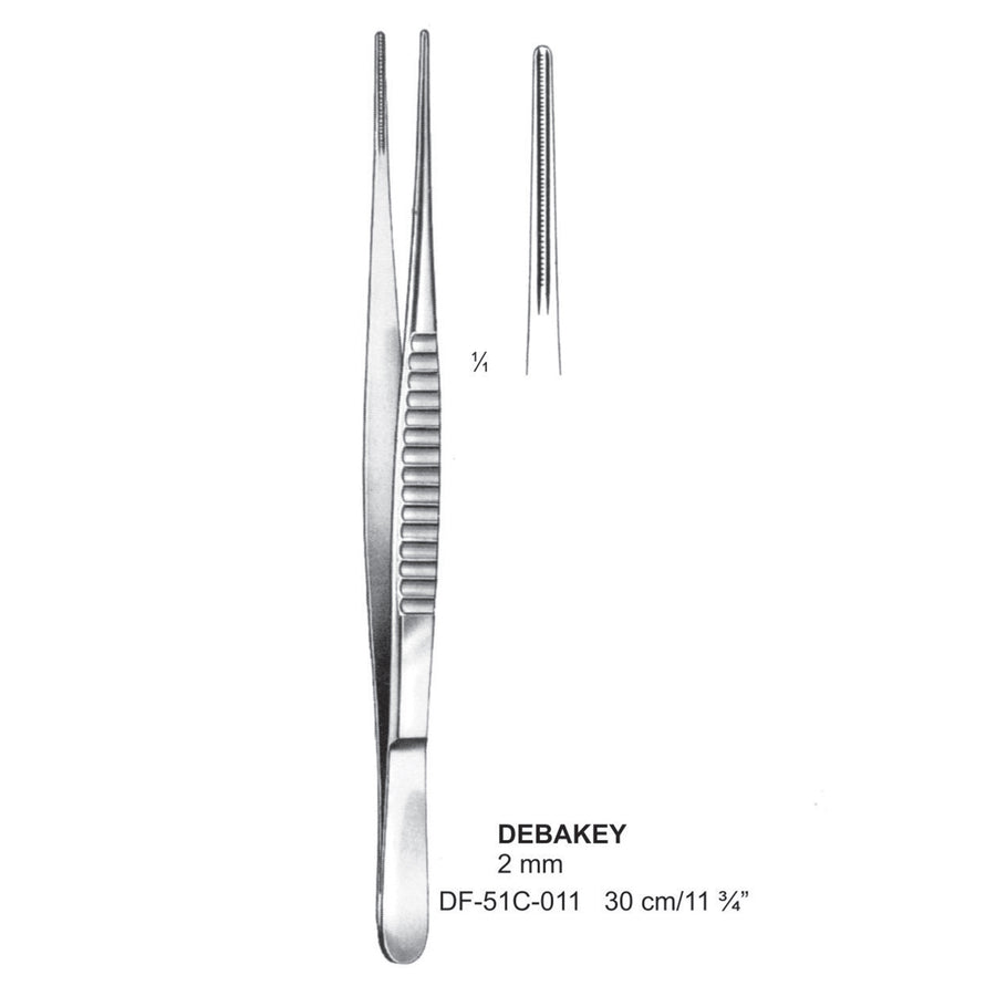 Debakey Atrauma Forceps, Straight, 30Cm, 2mm (DF-51C-011) by Dr. Frigz