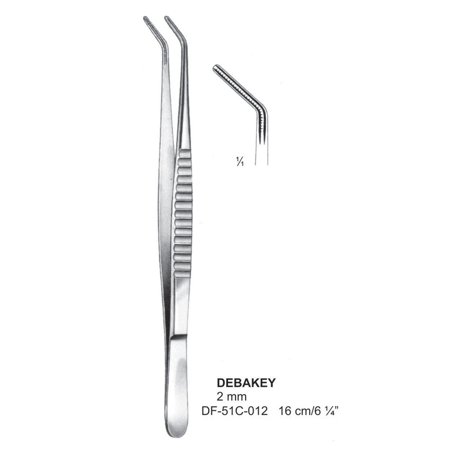 Debakey Atrauma Forceps, Angled, 16Cm, 2mm (DF-51C-012) by Dr. Frigz