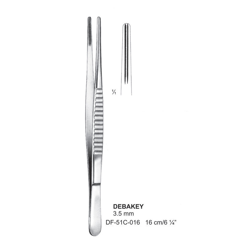 Debakey Atrauma Forceps, Straight, 16Cm, 3.5mm (DF-51C-016) by Dr. Frigz