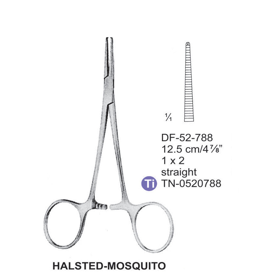 Halsted-Mosquito Artery Forceps, Straight, 1X2 Teeth, 12.5cm (DF-52-788) by Dr. Frigz