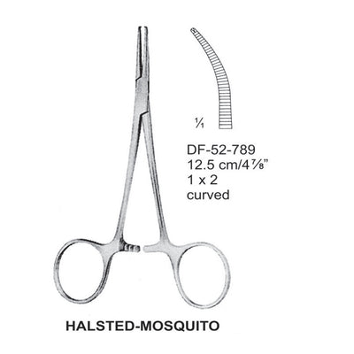 Halsted-Mosquito Artery Forceps, Curved, 1X2 Teeth, 12.5cm (DF-52-789)