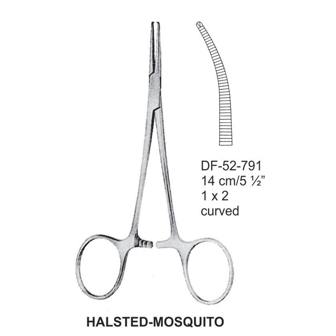 Halsted-Mosquito Artery Forceps, Curved, 1X2 Teeth, 14cm (DF-52-791) by Dr. Frigz