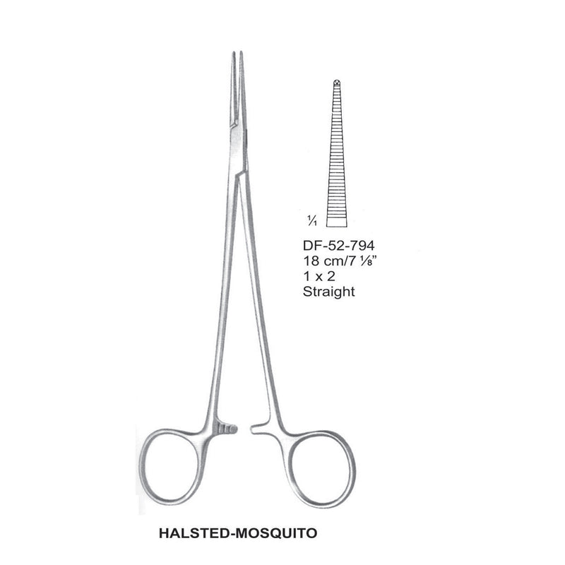 Halsted-Mosquito Artery Forceps, Straight, 1X2 Teeth, 18cm (DF-52-794) by Dr. Frigz