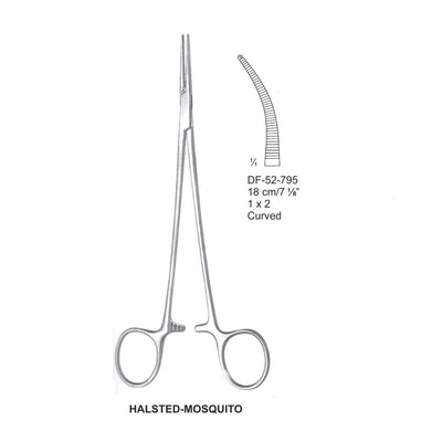 Halsted-Mosquito Artery Forceps, Curved, 1X2 Teeth, 18cm (DF-52-795)