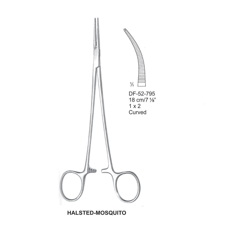Halsted-Mosquito Artery Forceps, Curved, 1X2 Teeth, 18cm (DF-52-795) by Dr. Frigz