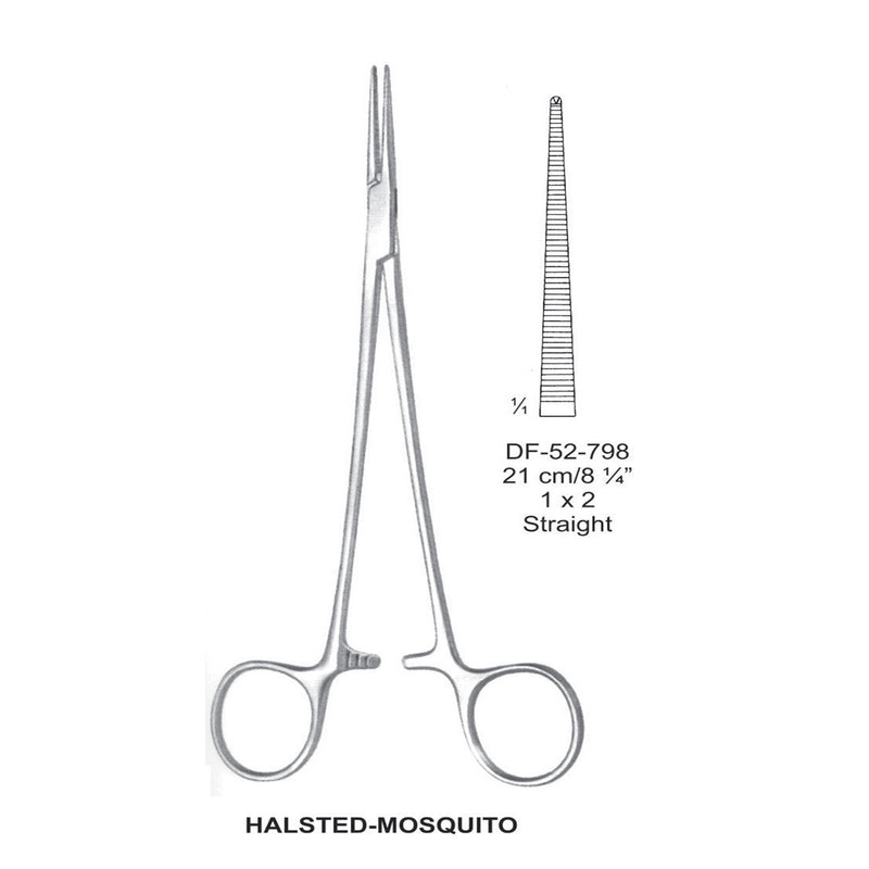 Halsted-Mosquito Artery Forceps, Straight, 1X2 Teeth, 21cm (DF-52-798) by Dr. Frigz