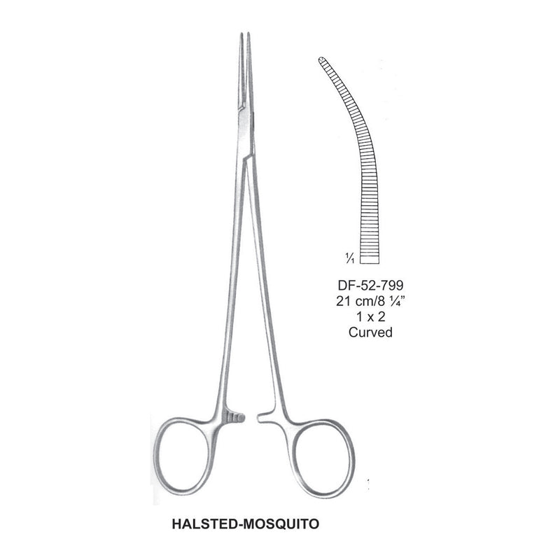 Halsted-Mosquito Artery Forceps, Curved, 1X2 Teeth, 21cm (DF-52-799) by Dr. Frigz