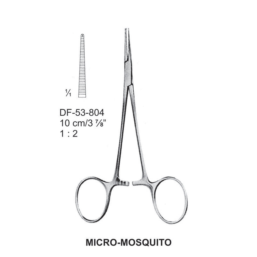 Micro-Mosquito Artery Forceps, Straight, 1X2 Teeth, 10cm (DF-53-804) by Dr. Frigz