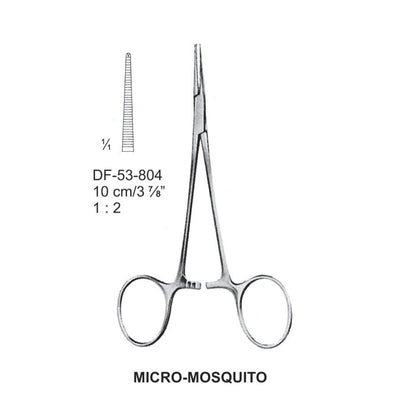 Micro-Mosquito Artery Forceps, Straight, 1X2 Teeth, 10cm (DF-53-804)