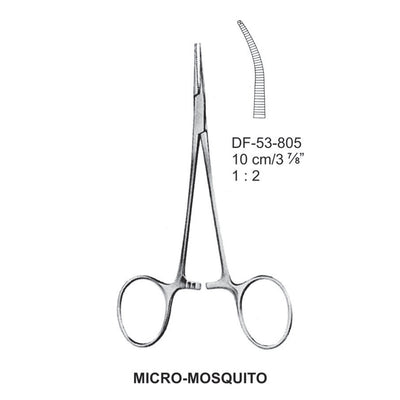 Micro-Mosquito Artery Forceps, Curved, 1X2 Teeth, 10cm (DF-53-805) by Dr. Frigz