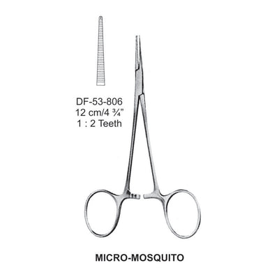 Micro-Mosquito Artery Forceps, Straight, 1X2 Teeth, 12cm (DF-53-806)