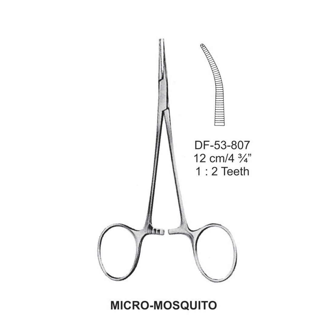 Micro-Mosquito Artery Forceps, Curved, 1X2 Teeth, 12cm (DF-53-807) by Dr. Frigz