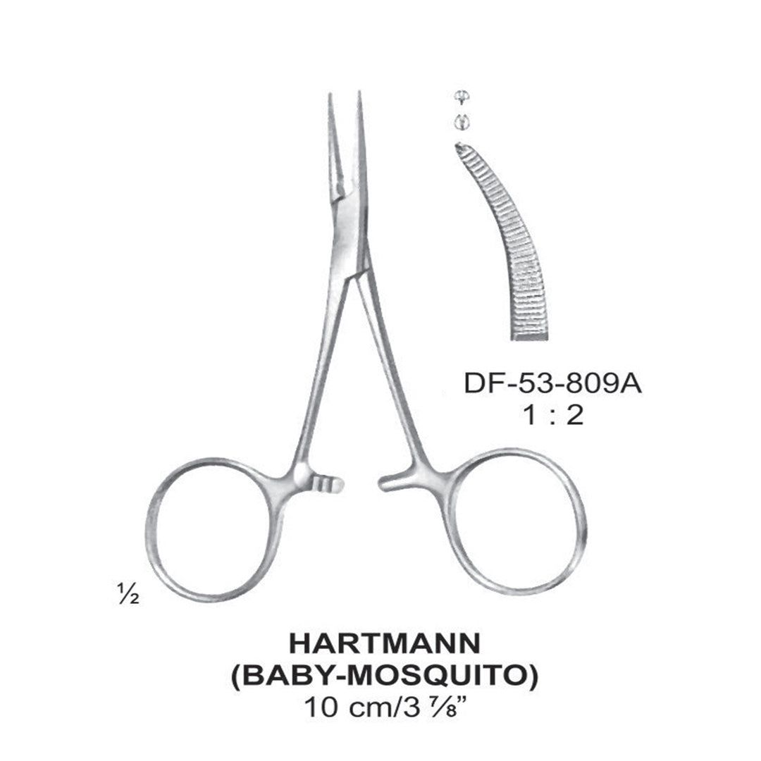 Hartmann (Baby-Mosquito) Artery Forceps, Curved, 1X2 Teeth, 10cm (DF-53-809A) by Dr. Frigz