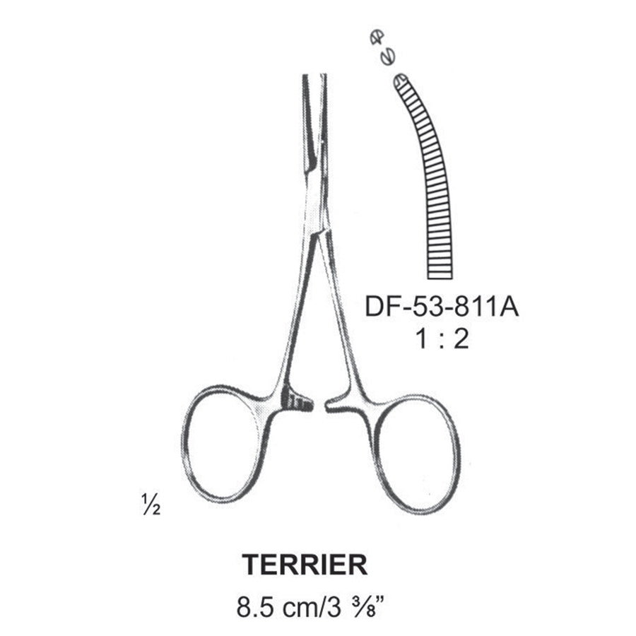 Terrier Artery Forceps, Curved, 1X2 Teeth, 8.5cm (DF-53-811A) by Dr. Frigz