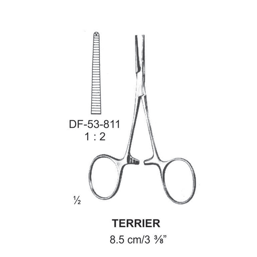 Terrier Artery Forceps, Straight, 1X2 Teeth, 8.5cm (DF-53-811) by Dr. Frigz