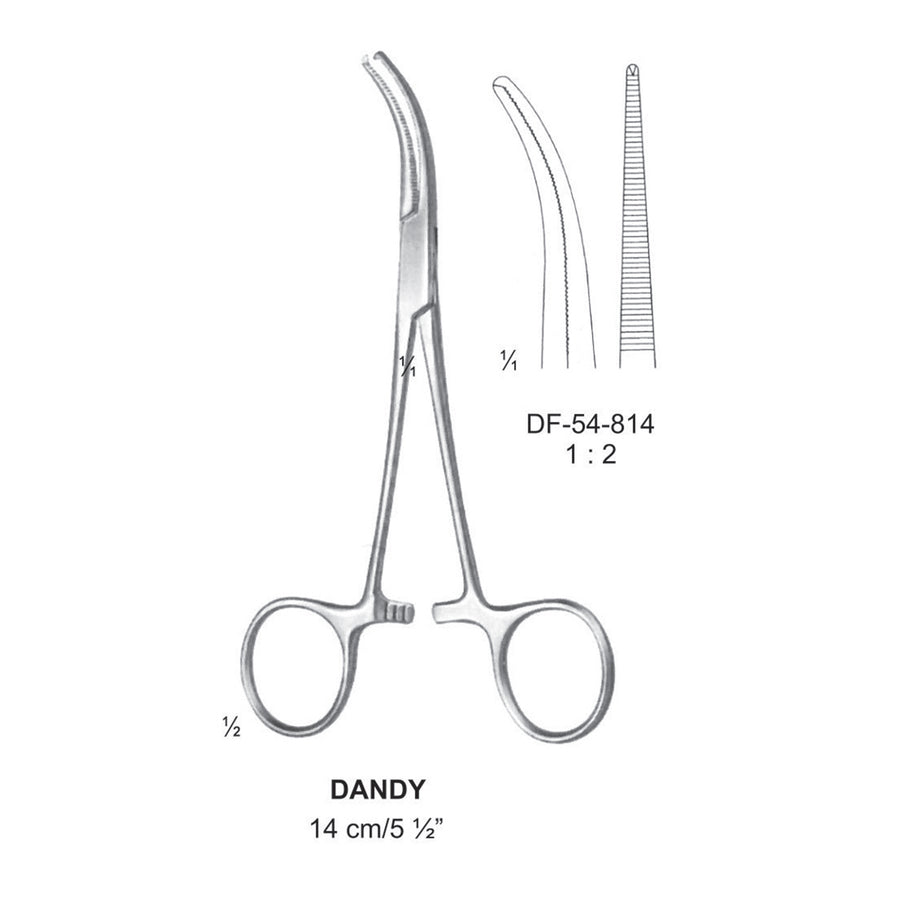 Dandy Artery Forceps, Curved, 1X2 Teeth, 14cm (DF-54-814) by Dr. Frigz