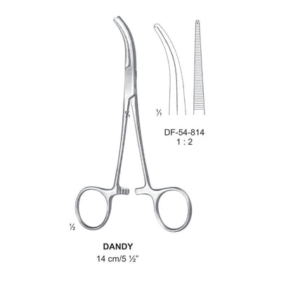 Dandy Artery Forceps, Curved, 1X2 Teeth, 14cm (DF-54-814)
