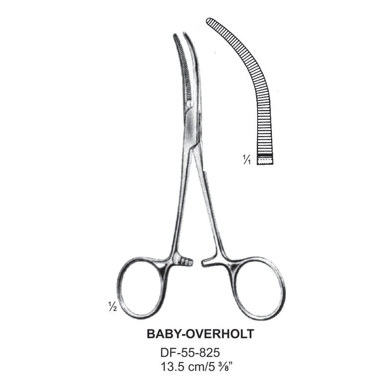 Baby-Overholt Artery Forceps, Curved, 13.5cm (DF-55-825) by Dr. Frigz