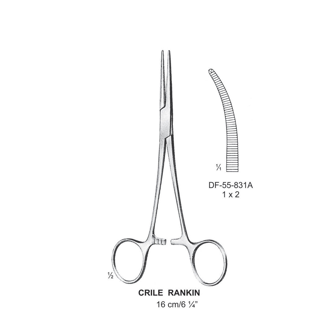 Crile-Rankin Artery Forceps, Curved, 1X2 Teeth, 16cm (DF-55-831A) by Dr. Frigz