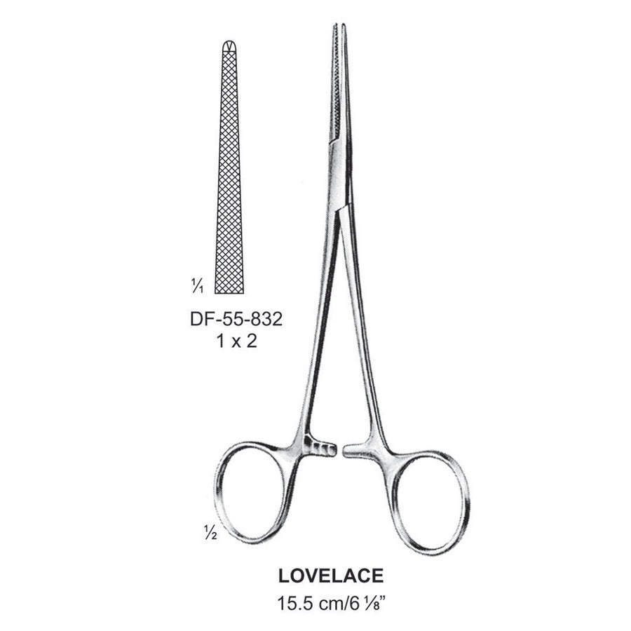 Lovelace Artery Forceps, Straight, 1X2 Teeth, Cross Serrations, 15.5cm (DF-55-832) by Dr. Frigz