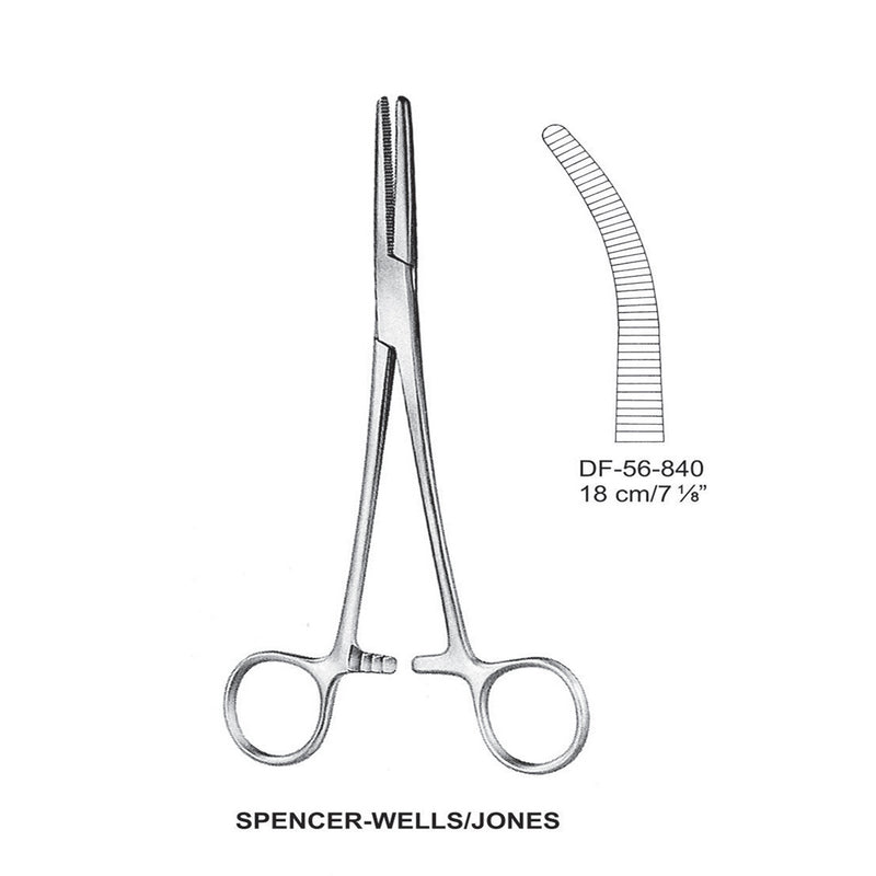 Spencer-Wells/Jones Artery Forceps, Curved, 18cm (DF-56-840) by Dr. Frigz