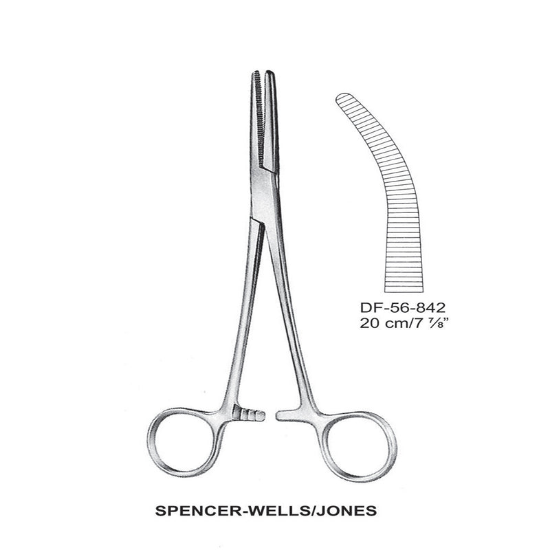 Spencer-Wells/Jones Artery Forceps, Curved, 20cm (DF-56-842) by Dr. Frigz