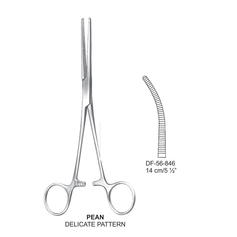 Pean Artery Forceps, Delicate Pattern, Curved, 14cm (DF-56-846) by Dr. Frigz