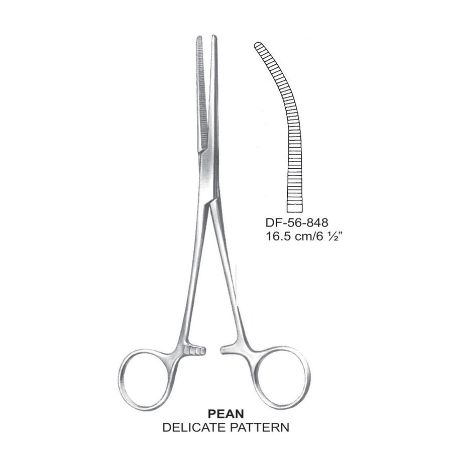 Pean Artery Forceps, Delicate Pattern, Curved, 16.5cm (DF-56-848) by Dr. Frigz