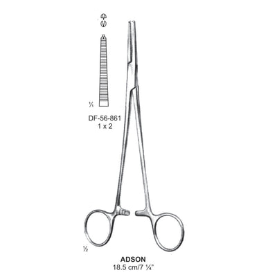 Adson Artery Forceps, Straight, 1X2 Teeth, 18.5cm (DF-56-861)