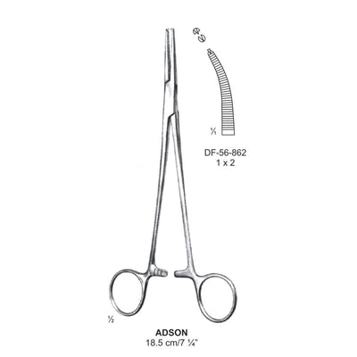 Adson Artery Forceps, Curved, 1X2 Teeth, 18.5cm (DF-56-862) by Dr. Frigz
