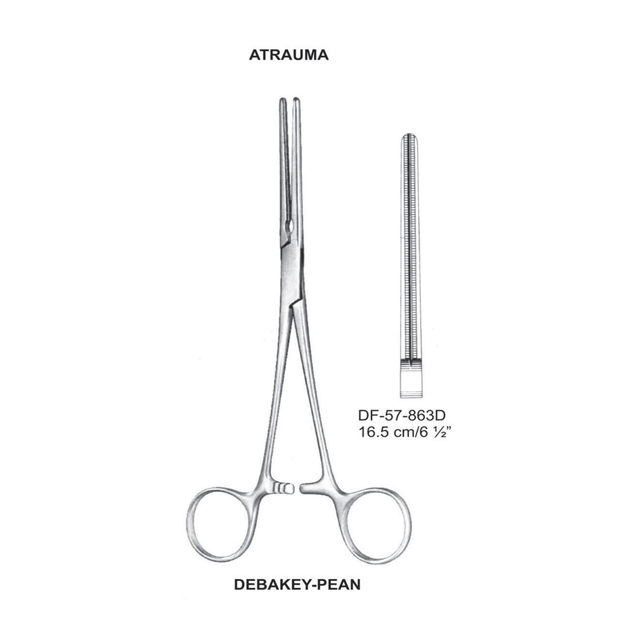 Debakey-Pean Atrauma Artery Forceps, Straight, 16.5cm (DF-57-863D) by Dr. Frigz