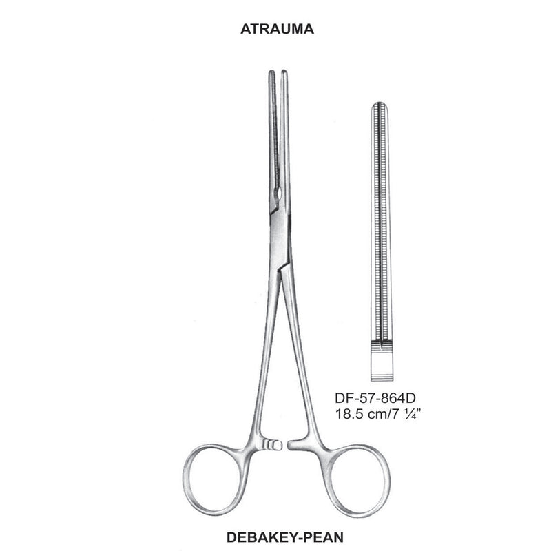 Debakey-Pean Atrauma Artery Forceps, Straight, 18.5cm (DF-57-864D) by Dr. Frigz