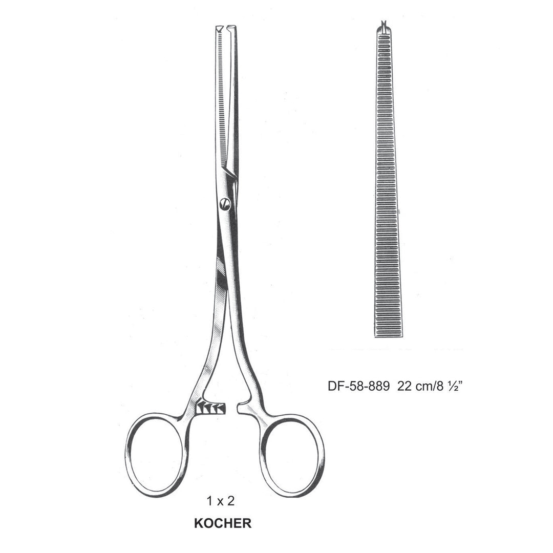 Kocher Artery Forceps, Straight, 1X2 Teeth, 22cm (DF-58-889) by Dr. Frigz