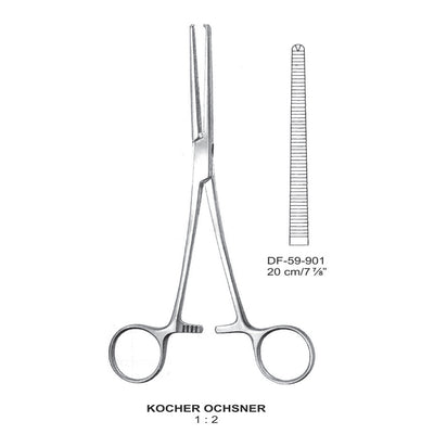 Kocher-Ochsner Artery Forceps, Straight, 1X2 Teeth, 20cm (DF-59-901)