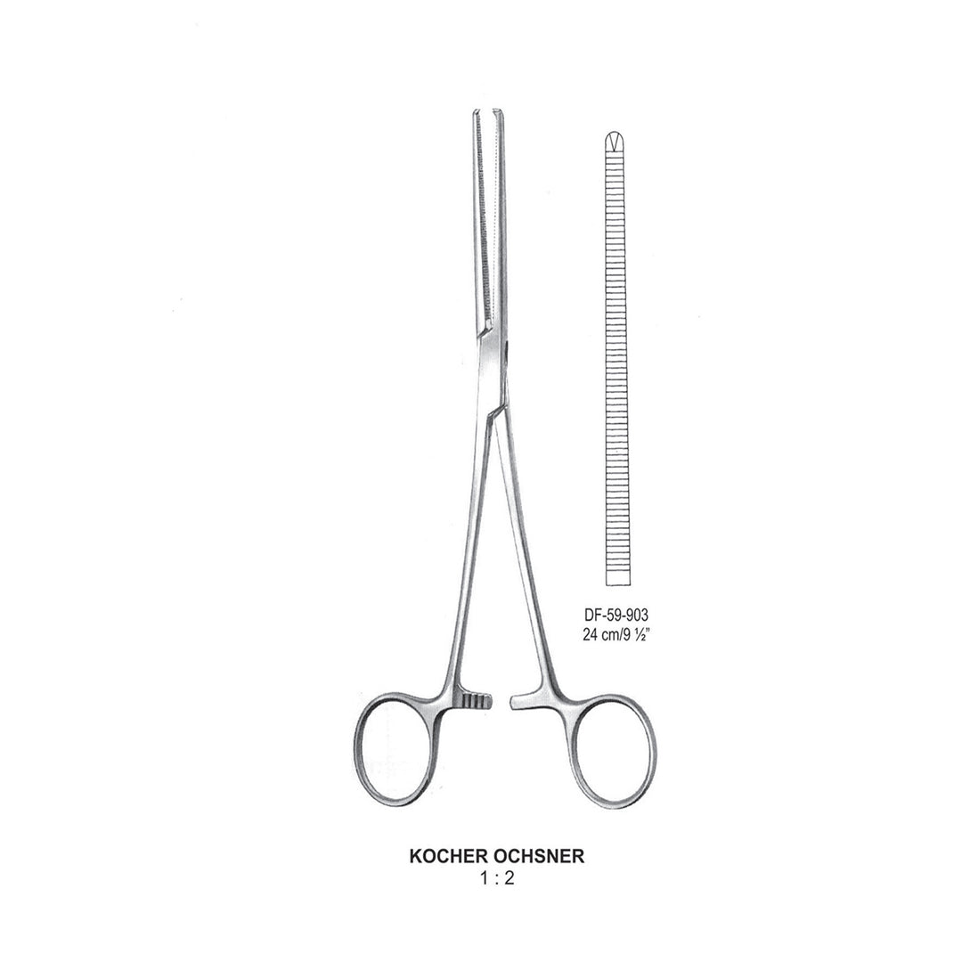 Kocher-Ochsner Artery Forceps, Straight, 1X2 Teeth, 24cm (DF-59-903) by Dr. Frigz