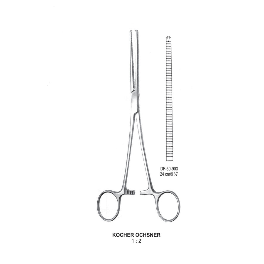 Kocher-Ochsner Artery Forceps, Straight, 1X2 Teeth, 24cm (DF-59-903) by Dr. Frigz